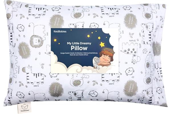 Toddler Pillow with Pillowcase, 13x18 My Little Dreamy Pillow (KeaSafari) | Kids Travel Bed Pillow for Sleep, Organic Cotton