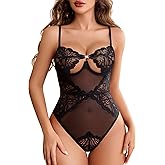 Avidlove Women Deep V Lace Teddy Bodysuit Sexy One Piece Lingerie Sheer Mini Babydoll