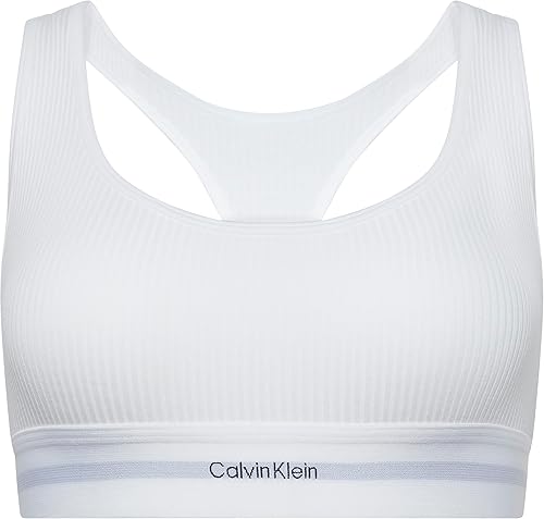Calvin Klein Women's Cotton Modal Stretch Rib Lightly Lined Bralette, White
