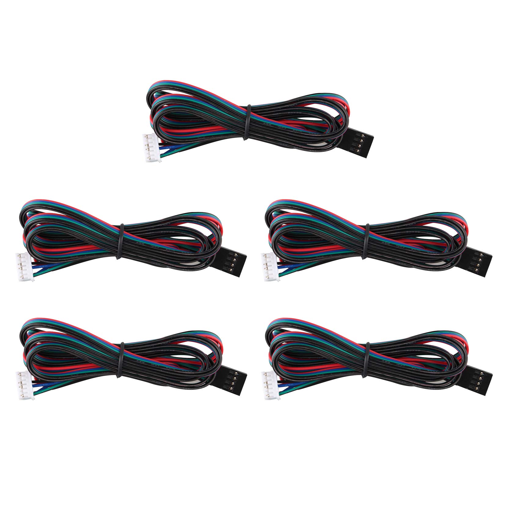 Jopto 5Pcs 1M Bipolar Stepper Motor Cable 4pin Nema17 Stepper Motor Cable Connection Cable Lead Wire Band 4pin Cable 42 Motor for 3D Printer CNC Machines