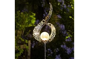 HOMEIMPRO Outdoor Garden Solar Lights Stake, Mothers Day Gifts Mom,Crackle Glass Metal Flower Waterproof LED Fairy Lights for Pathway,Lawn,Patio or Courtyard,Gardening Gifts Women (Bronze)