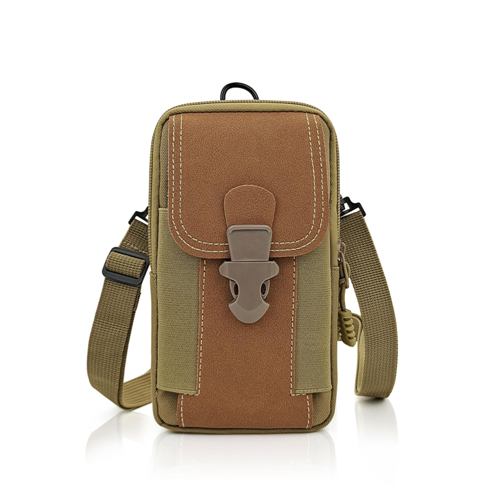 WisePoint Molle Pouch for Men, Canvas Mobile Phone Belt Pouch Cell Phone Pouch with Belt Loop, Multifunctional Hiking Waist Bag with Cell Phone Holster for Hiking, Shopping (brown)