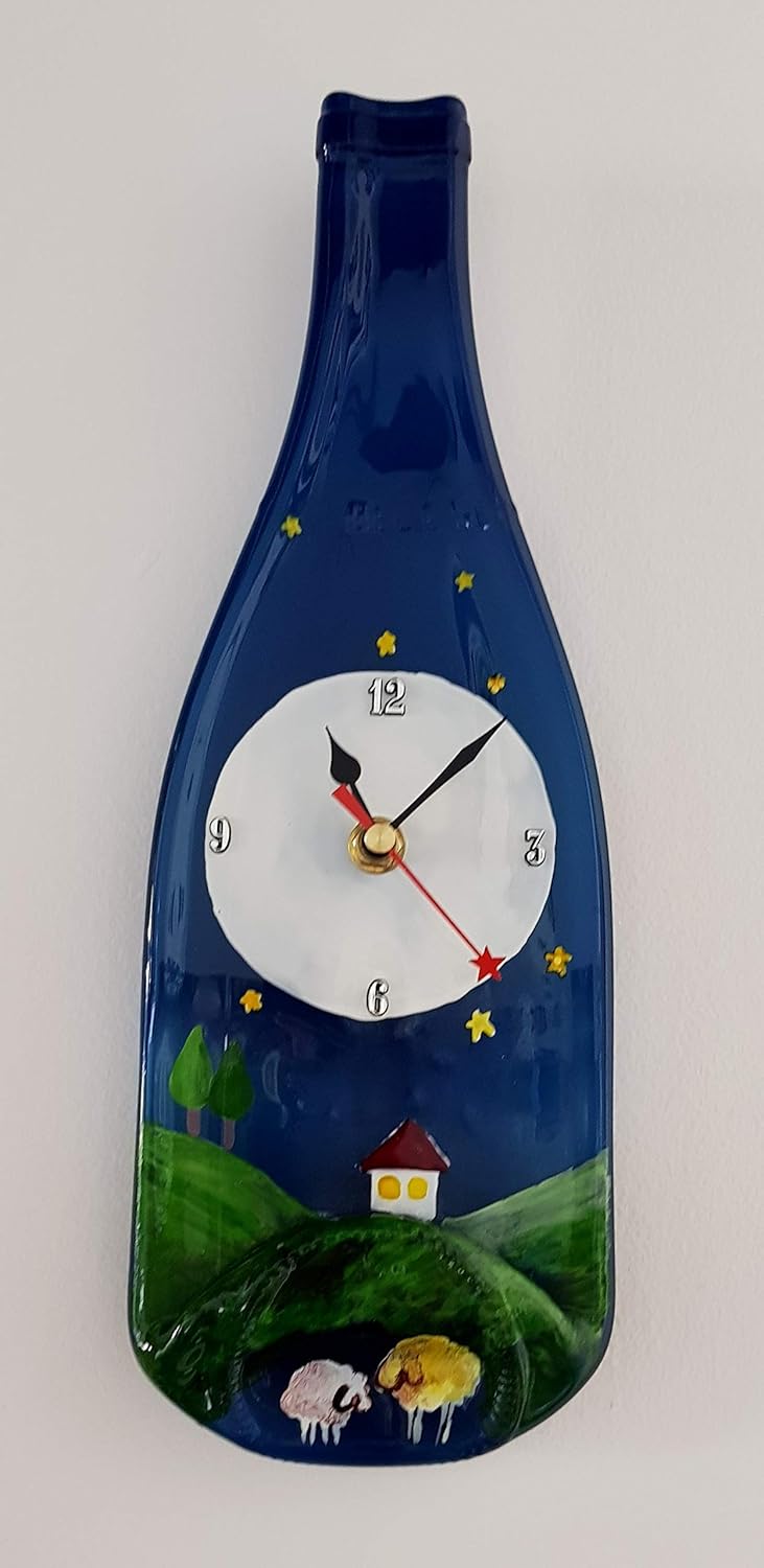 Bottle Wall Clock Recycled,Personalized gift,Hand Painting