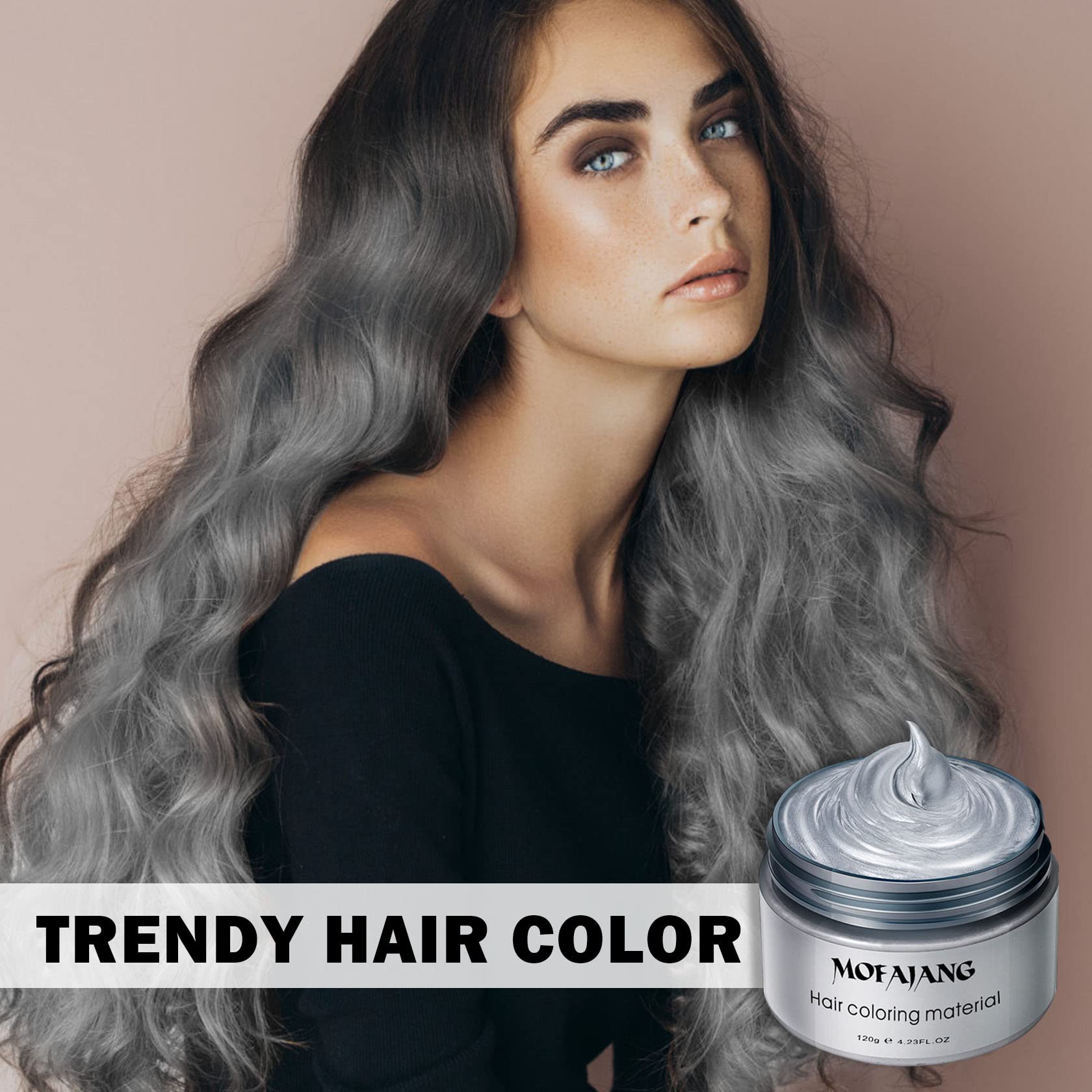 Silver Hair Dye Wax Color,Temporary Hair Dye Color,Washable Treatment with All Day Hold,Natural Hair Wax for Party, Cosplay, Halloween, Christmas,Daily Use, Date