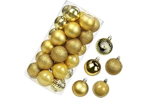 OAIRSE 2.36" Christmas Ball Ornaments Shatterproof Gold Christmas Ornaments Set 30 pcs Gold Ornaments for Christmas Tree Halloween Holiday Wedding Party Decoration