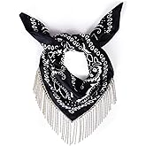 rhinestone bandana Fringe bandanas for women rhinestone bandana Western Bling Sparkly Bandanas 1 pack