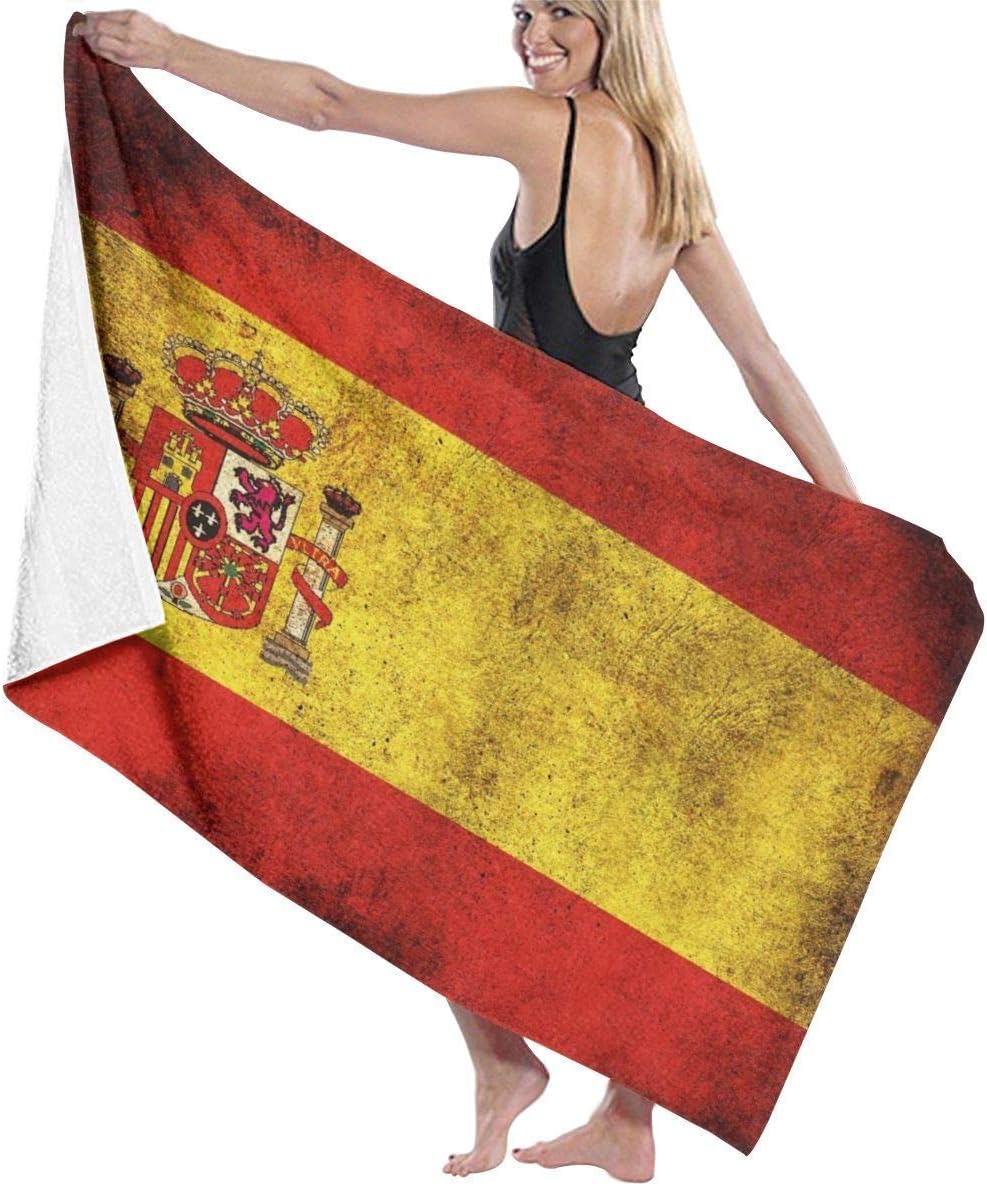 Lfff Bath Towel Beach Towel,Vintage Spain Flag, Hand Towel for Swim