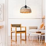 Giggi Small Metal & Rope Light Shade Black Jute Rattan Pendant Ceiling Lamp view 8