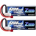 Zeee 11.1V 50C 5200mAh 3S Lipo Battery with Deans T Connector Soft Case for RC Plane DJI Quadcopter RC Airplane RC Helicopter RC Car Truck Boat(2 Packs)