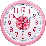 TXL Learning Time Teaching Clock, Hour in Pink/Minute in Blue, Easy to Read Time Analog Clock, Safe Material Large Numbers Si