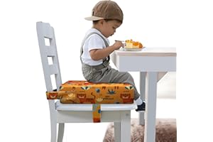 FUNCORITY Toddler Booster Seat for Dining Table, Portable Booster Seat for Kitchen Chair, 4 Inch High-Density Foam Cushion with Adjustable Safety Straps and Non-Slip Bottom, Perfect for Kids Travel and Daily