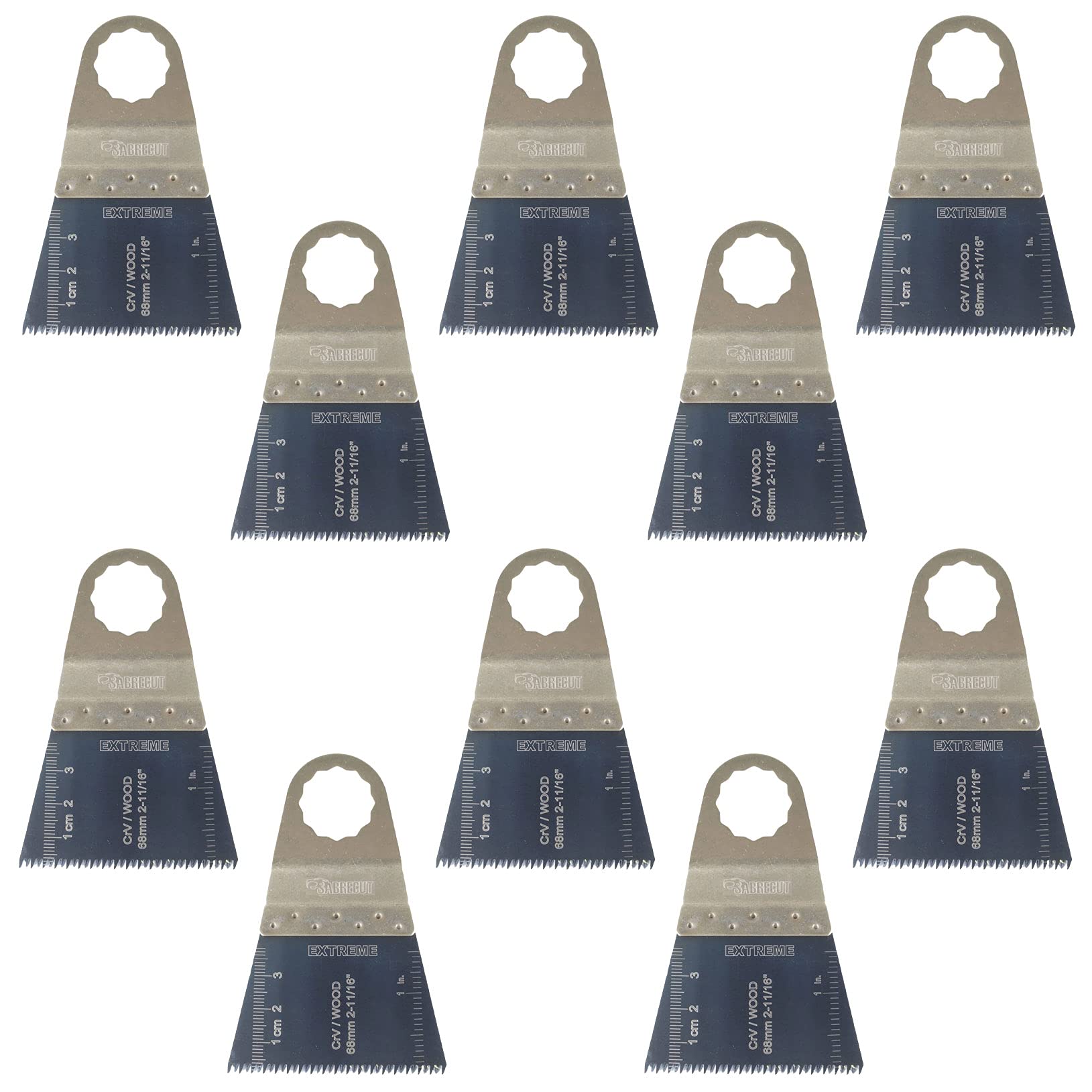 10 x SabreCut SC65J_10 65mm Japan Coarse Cut Blades Compatible with Fein SuperCut and Festool Vecturo (Non-StarLock) Oscillating Multitool Multi Tool Accessories