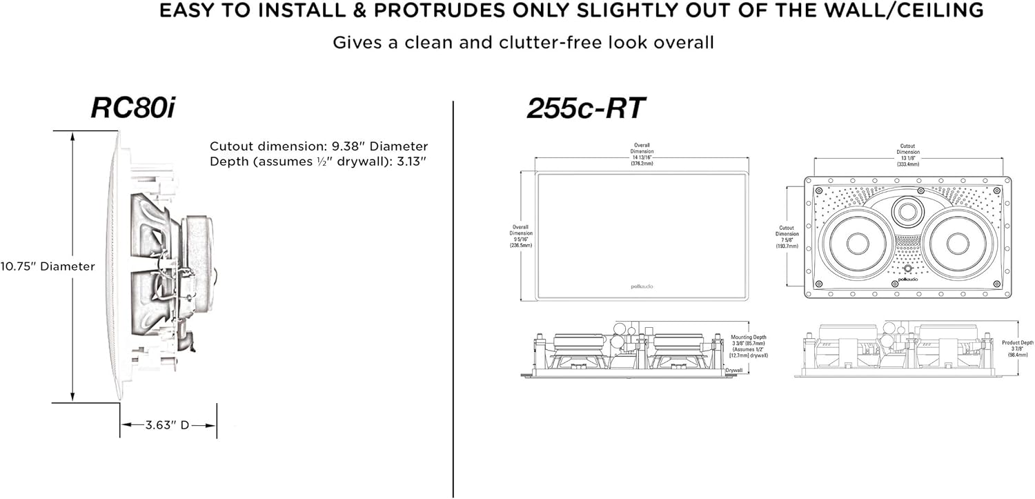 polk audio rc80i dimensions