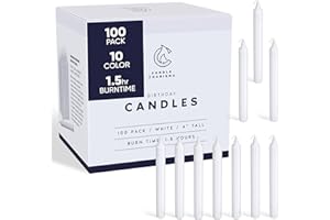 Candle Charisma 100 White Spell Candles - 4" Unscented Paraffin Chime Candles, Smokeless & Dripless, Colored Candles, 1.5 Hours Burn Time 0.4" Thick Taper Candles for Rituals, Witchcraft and Parties