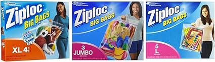 Amazon Com Ziploc 3 Jumbo Big Bags 4 X Large Big Bags 5 Large Big Bags Health Personal Care