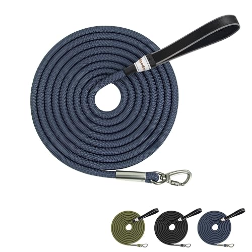 Wisedog 15m Sea Blue Tough Rope Long Line Lead with Soft Padded Handle for Dogs