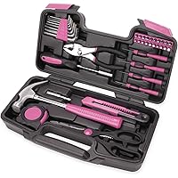 40-Piece All Purpose Household Pink Tool Kit for Girls, Ladies and Women - Includes All Essential Tools for Home, Garage, Off