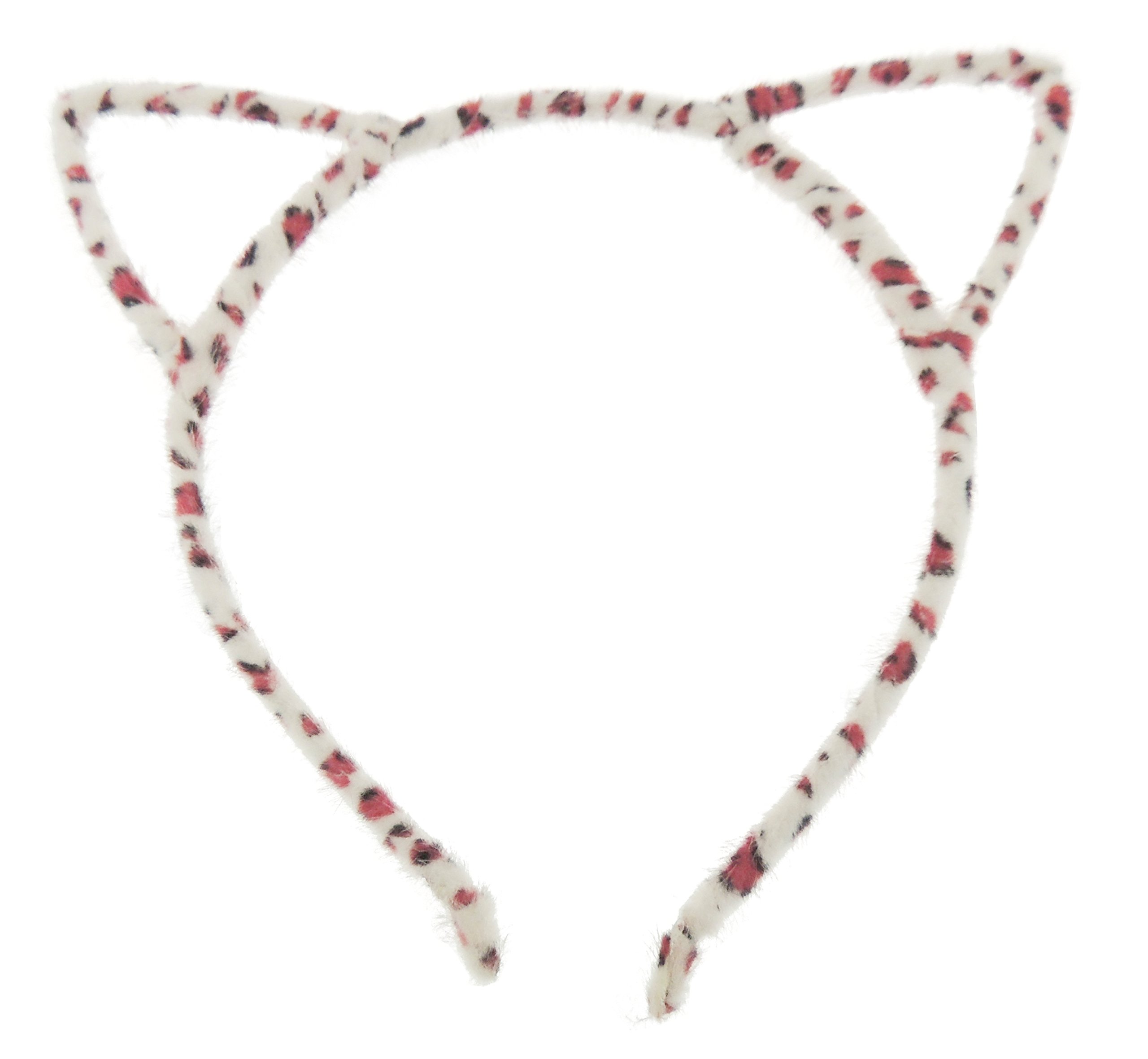 Unisex Womens Animal Cat Ears Narrow Halloween Christmas Nativity Costume Outfit Party School Play Gift Headband Hair Accessories Headpiece Alice Band Hairband Deeley Bopper (White Pink Leopard)