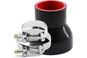 TuoLauthon 2inch to 3inch Straight Black Silicone Reducer Coupler with 2 T-Bolt Clamps 4 Layers of Polyester Reinforcement Su