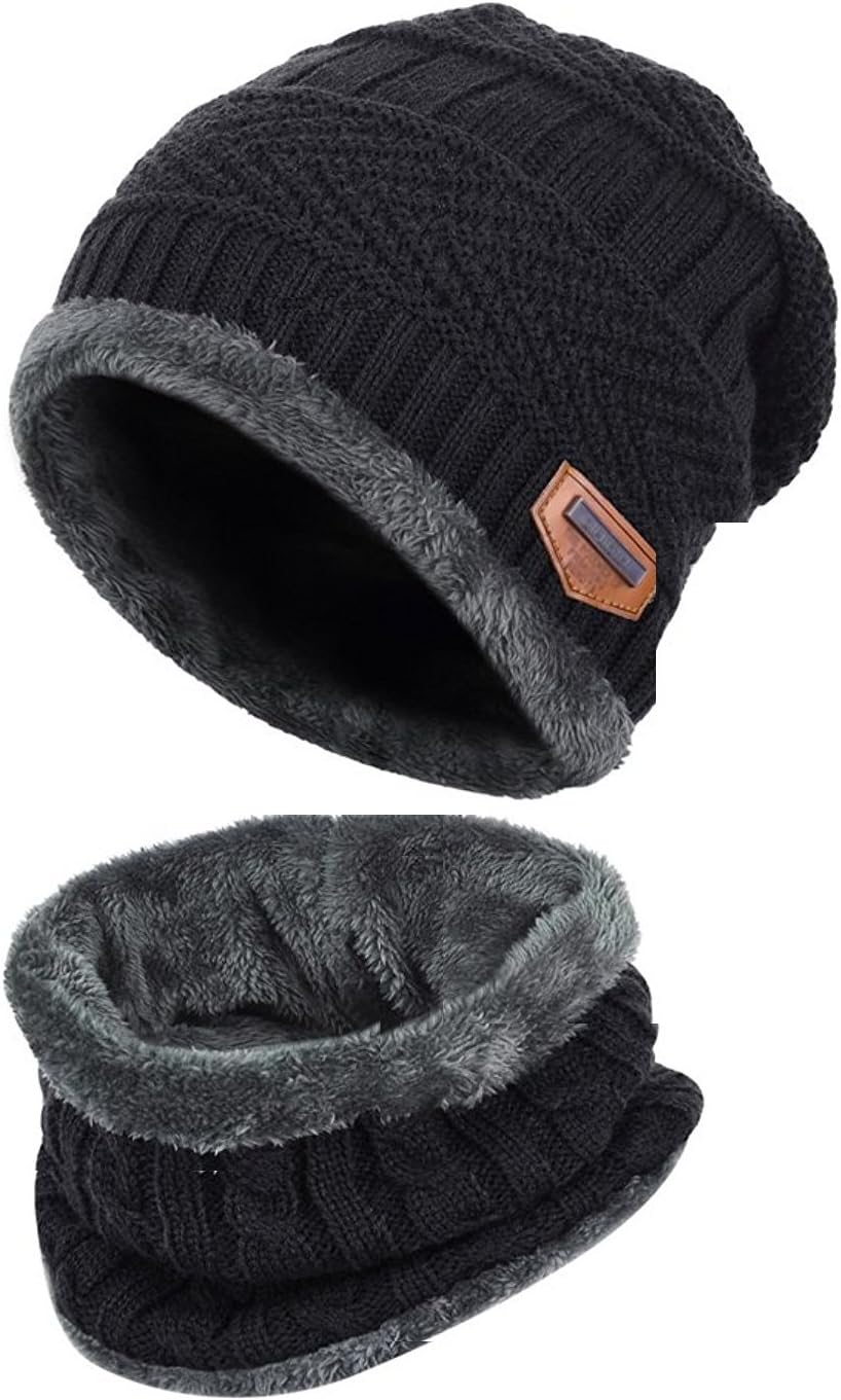 Goodbuy Warm Knitted Hat, Winter Beanie Hat Men with Circle Scarf for Ski, the Best Valentine's Day Gift