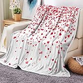 Valentine's Day Throw Blanket, Valentines Blanket Red Pink Heart Plaid Fuzzy Blanket Romantic Love Heart Decorative Soft Cozy Flannel Blanket for Mom Couple Home Bed Sofa Couch Chair, 60x50 Inch