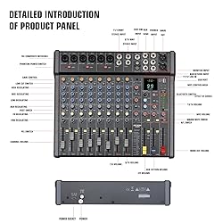 JXSOU Audio Mixer, 14-Channel DJ Mixer Bluetooth