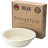 Bulka Large Round 9" 1kg Waffle Banneton Bread Proofing Basket Pressed Wood Pulp, Sourdough Proofing Basket - Non-Stick Brotform Sourdough Bread Baking Supplies, Made in Germany.
