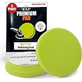 menzerna 3.5 Inch 2X Premium Polishing Pads Finish I High Shine Finishing Buffer Pad I Body Repair Buffing & Polishing I with Safety Edge, Velcro Attachment I Washable & Long Lasting