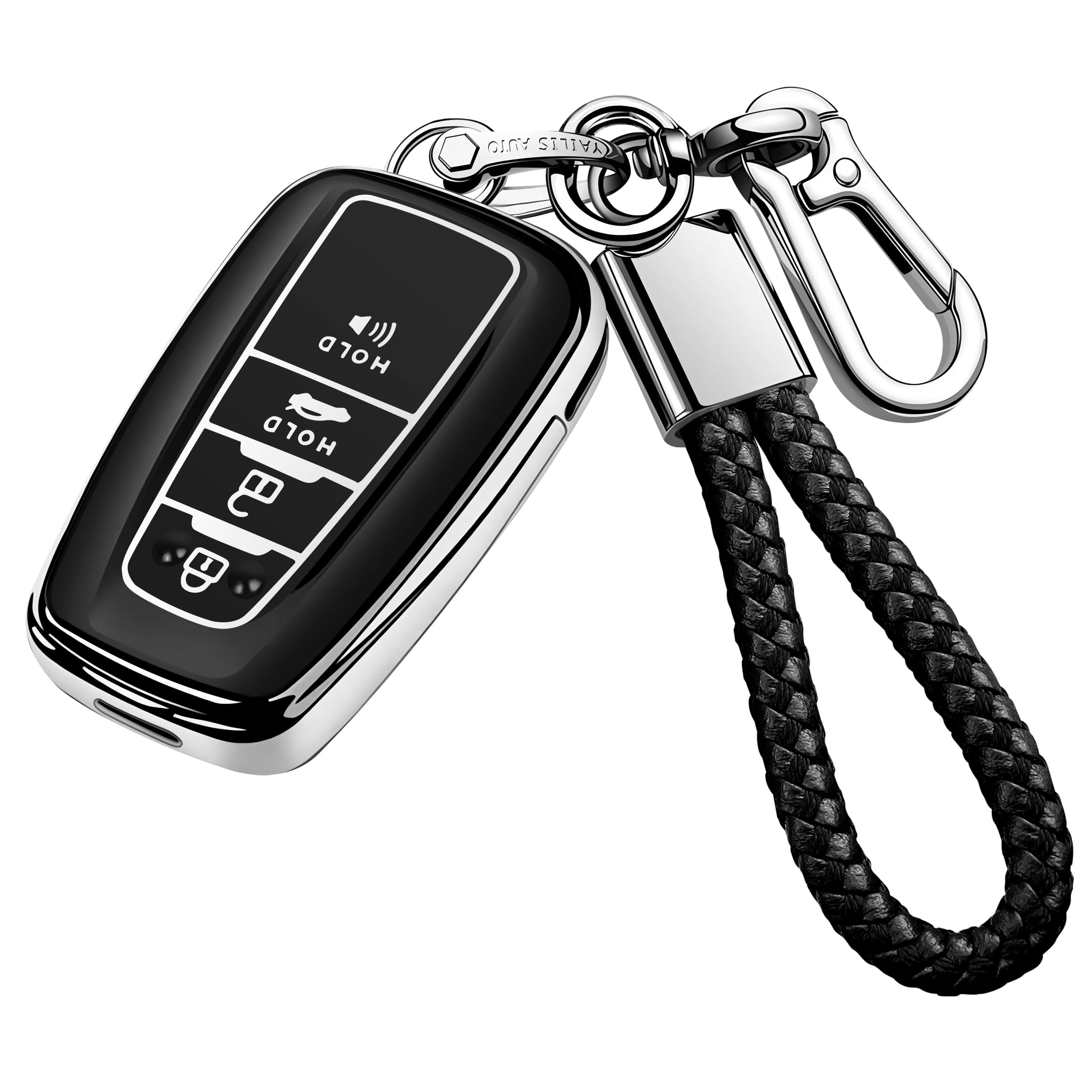 Photo 1 of (USED/FAIR) Tukellen for Toyota Key Fob Cover with Keychain,Special Soft TPU Key Case Protector Compatible with 2020-2022 Highlander Corolla Prius,2018-2024 RAV4 Camry Avalon C-HR GT86-Silver