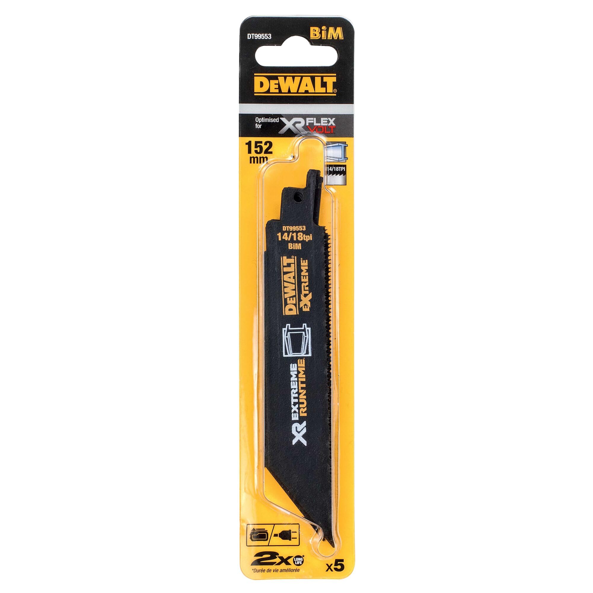 DEWALT FlexVolt XR Metal Reciprocating Blade 152mm 14/18 TPI Pack of 5