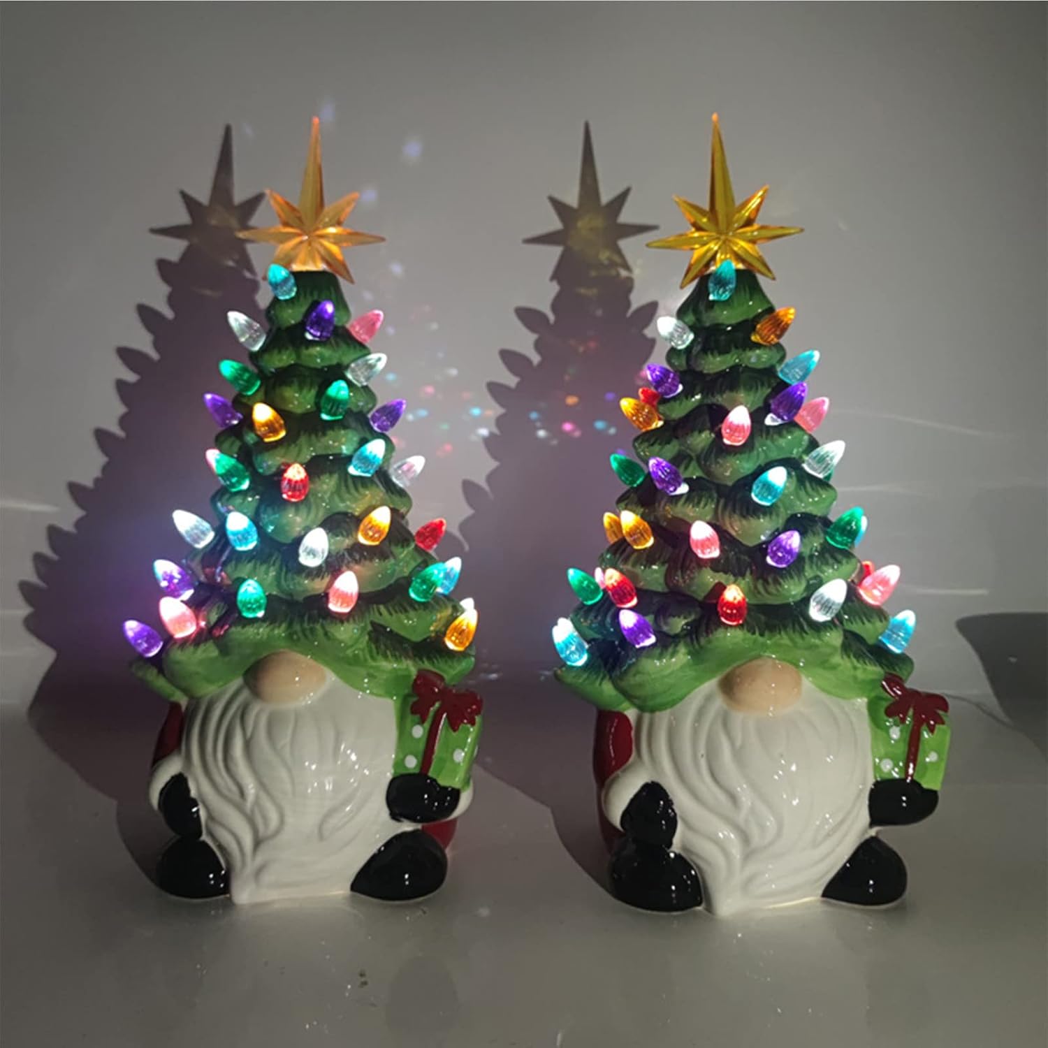 Trees - DIYCAM Glowing Dwarf Ceramic Christmas Tree Christmas Decorations 6.3 Inch Dwarf Ceramic Christmas Tree with 30 Kinds of Multi Color Lights 1pc