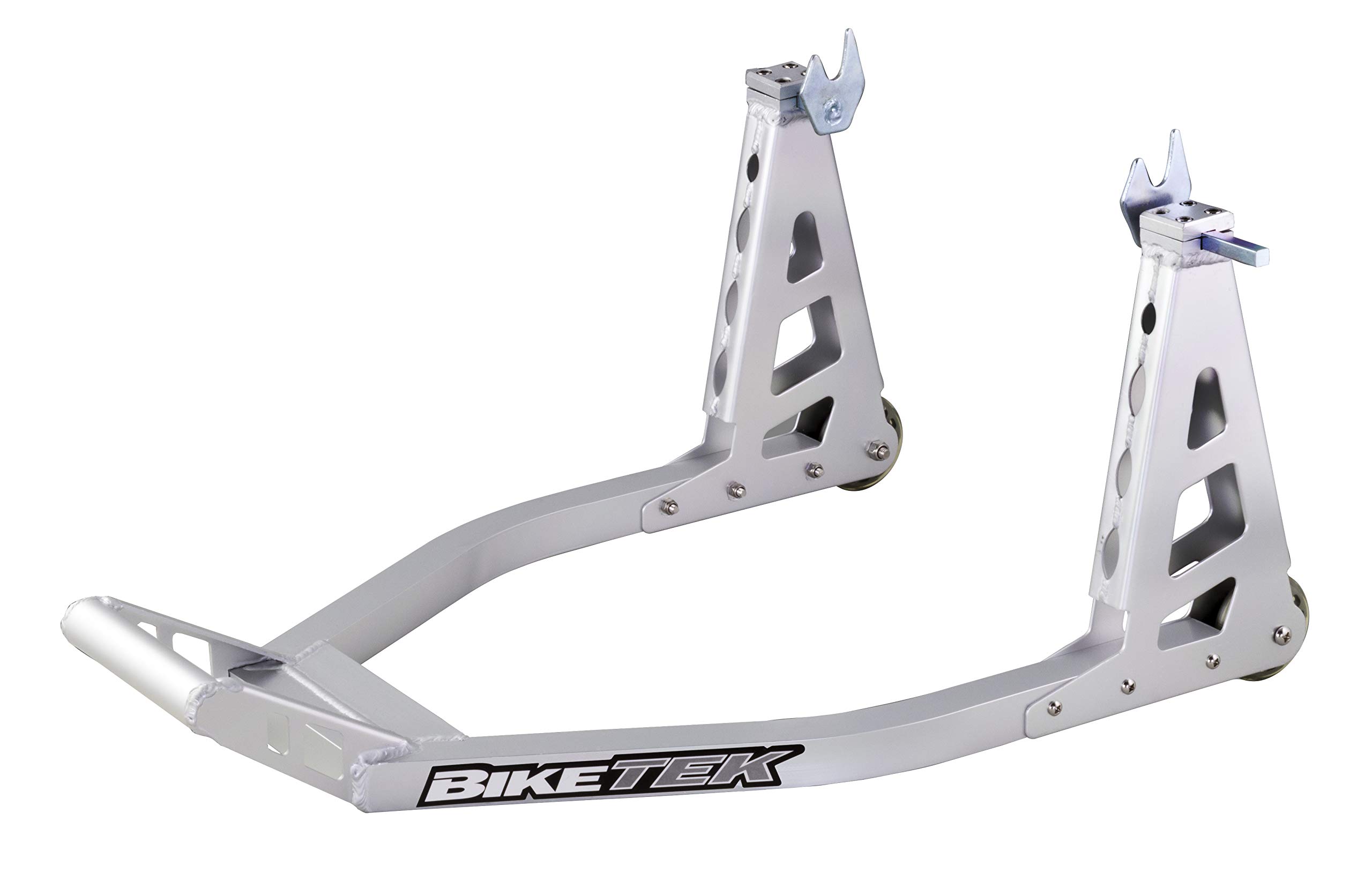BIKETEK Heavy Duty Motorcycle Rear Paddock Stand Lightweight Aluminium Pro Box Stand Sliver With Bobbin Hooks