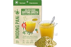 Moong Pani Whole Mung Sipping Broth Powder Italian Herbs Garlic Turmeric | Plant Protein Vegan Bone Broth Alternative | High 