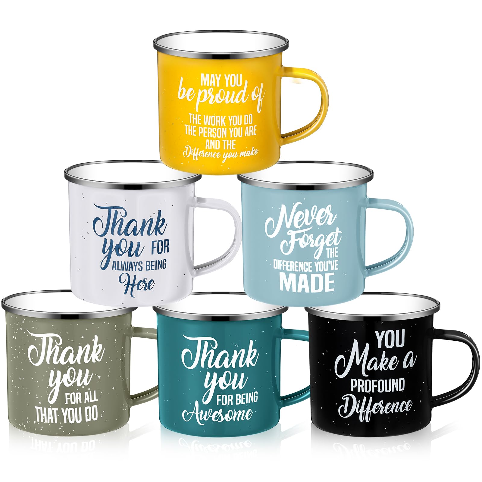 Geiserailie 6 Pcs Thank You Gifts 12 oz Coffee Mugs for Colleagues Employee Appreciation Gifts Bulk Enamel Coffee Mugs for Men Women Staff Coworkers Teacher Friends Christmas