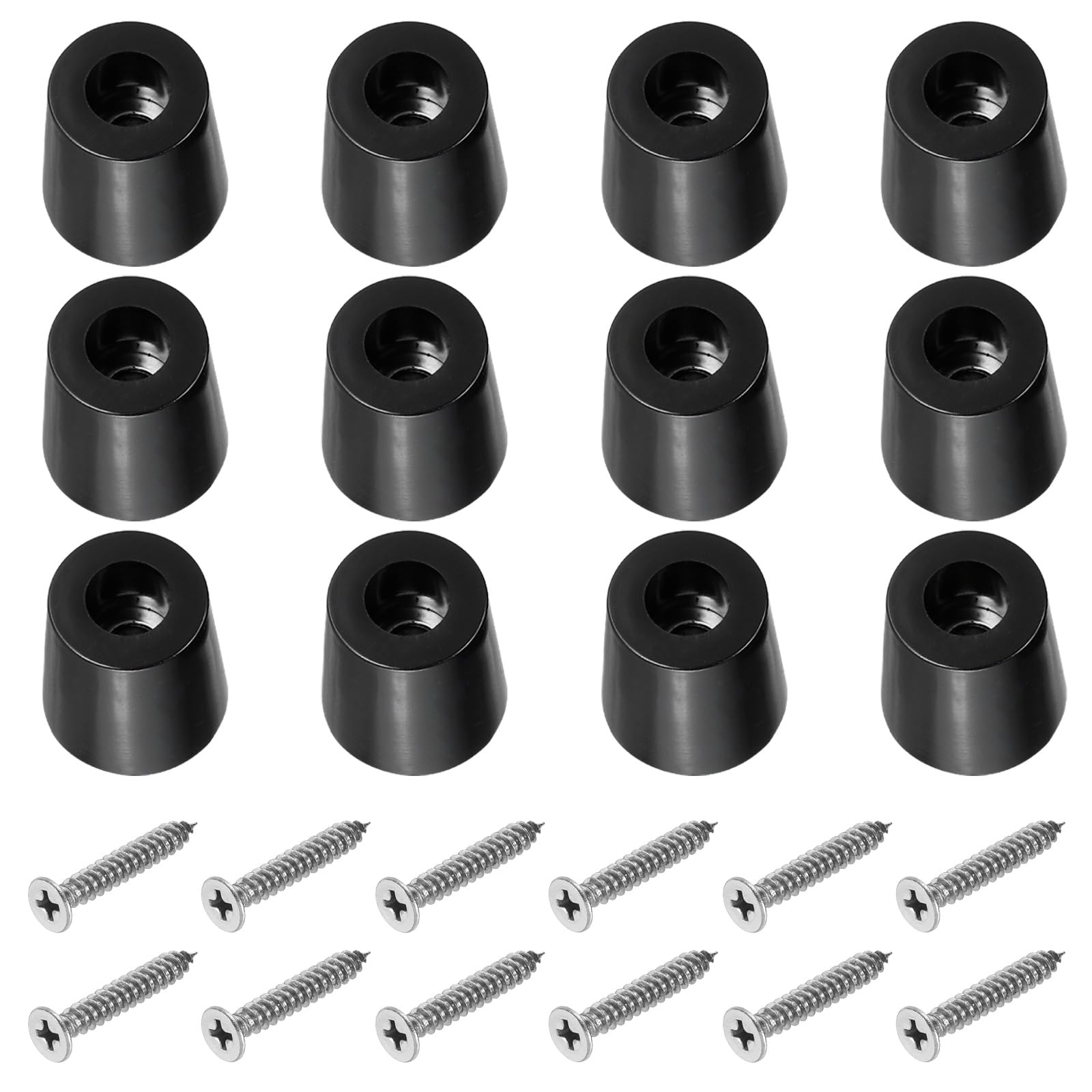 PATIKIL Cutting Board Feet, 12 Pack Round Rubber Feet Bumpers Non Slip Bumper Pads with Stainless Steel Screws for Furniture Chairs Desks Electronics (0.21"Wx0.79"H)