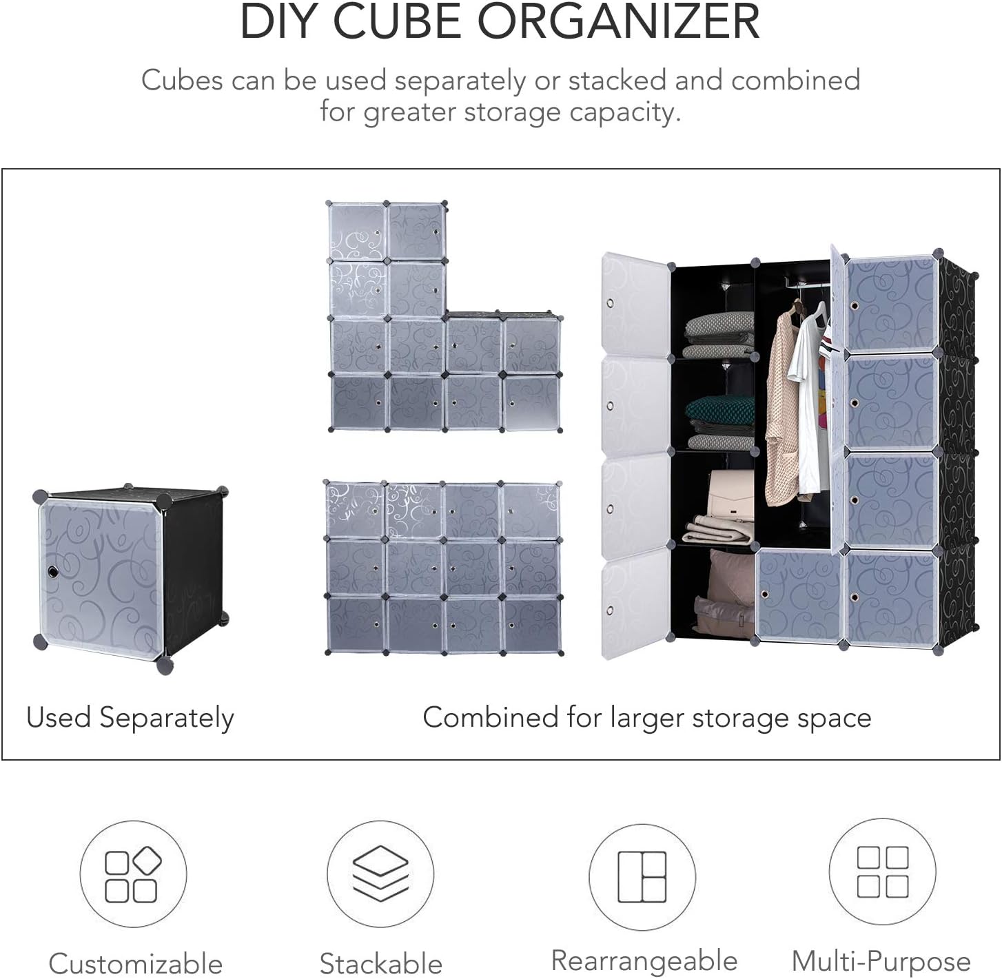 Meubles Lifewit Armoire Etagere De Rangement 12 Cubes Diy En Plastique Resine Penderie Maison Pokupec Hr