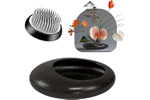 ELIFINDS Flower Frog Vase Kit, Ikebana Flower Arrangement, Ceramic Water Drop Flower Pot & Flower Frog, Flower Arrangement Vase Kit (Dark Brown Small Size)