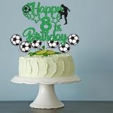 Gidobo 8th Birthday Cake Toppers Green Glitter Soccer Theme view 7
