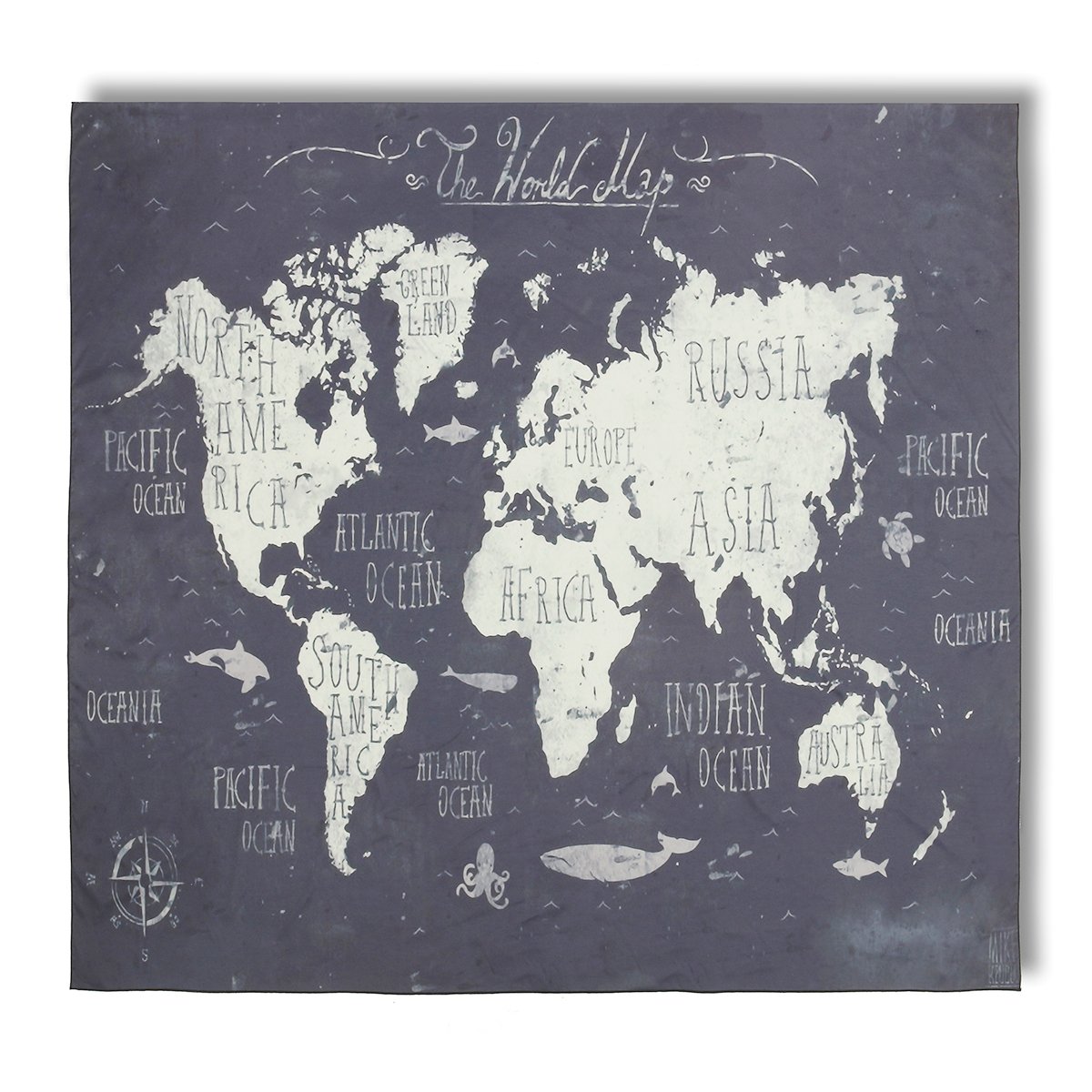 Jeteven Wandteppich mit Weltkarte Riesen Wandbild für Kinderzimmer, Effeket: Aquarell,150X130cm;Mittelalter Stil