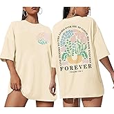 Lytiarul Christian Faith Tshirts for Women Jesus Religious Bible Verse Shirts Inspirational Floral Oversized Graphic Tees