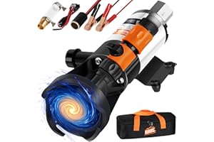 RVRAYS RV Macerator Pump 12V 12GPM Self-Priming Sewer Pump, Quick Release Sewage Chopper Pump, Waste Water Pump with Hoses & Clamps (RV Pump Set+Check Valve)