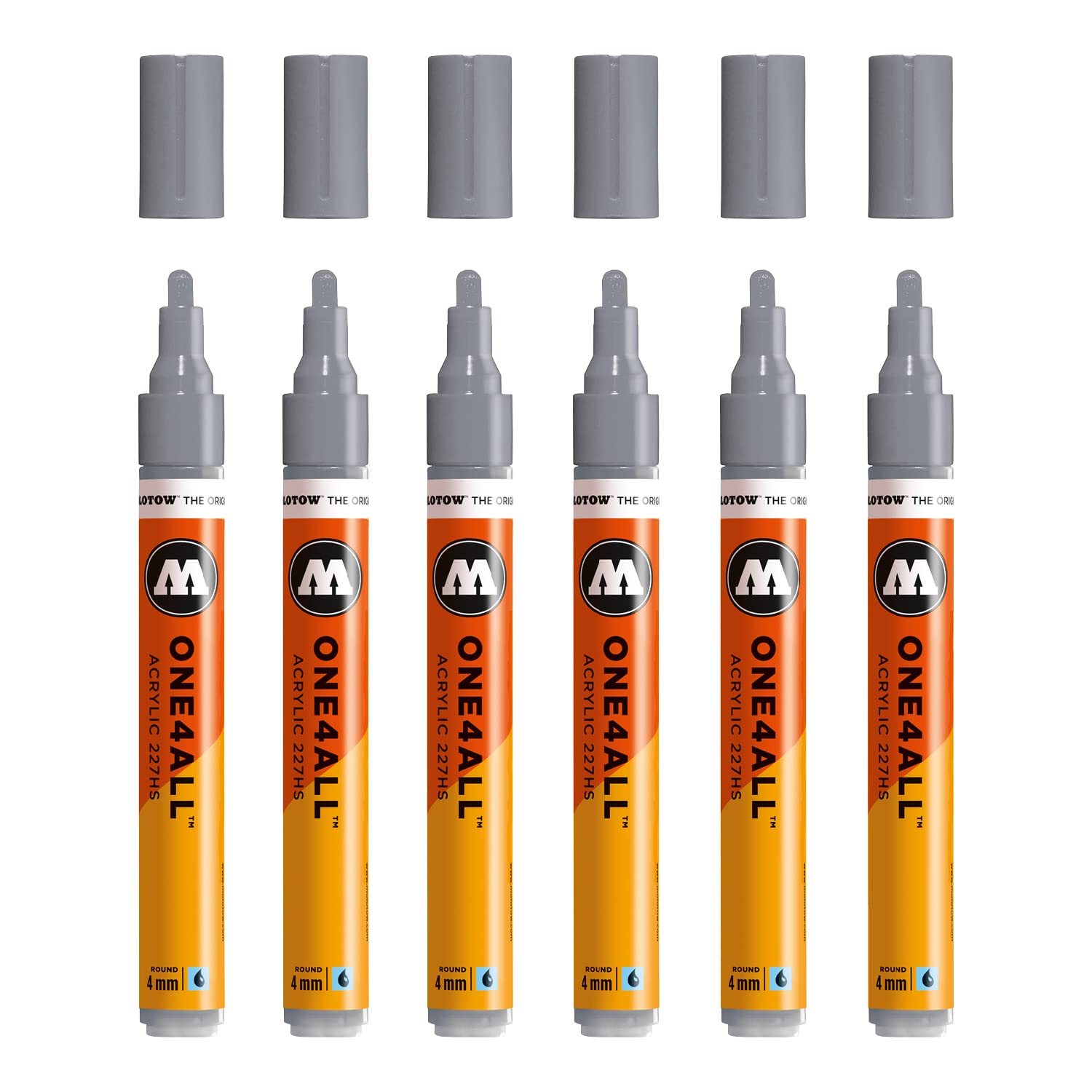Molotow MO227218 One4All 227HS Marker Pen – Cool Grey Pastel (Pack of 6