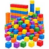 Cube Blocks, 200 Pack Colorful Square Wooden Building Blocks, Baby Shower Decorating Cubes, Puzzle Making and DIY Craft