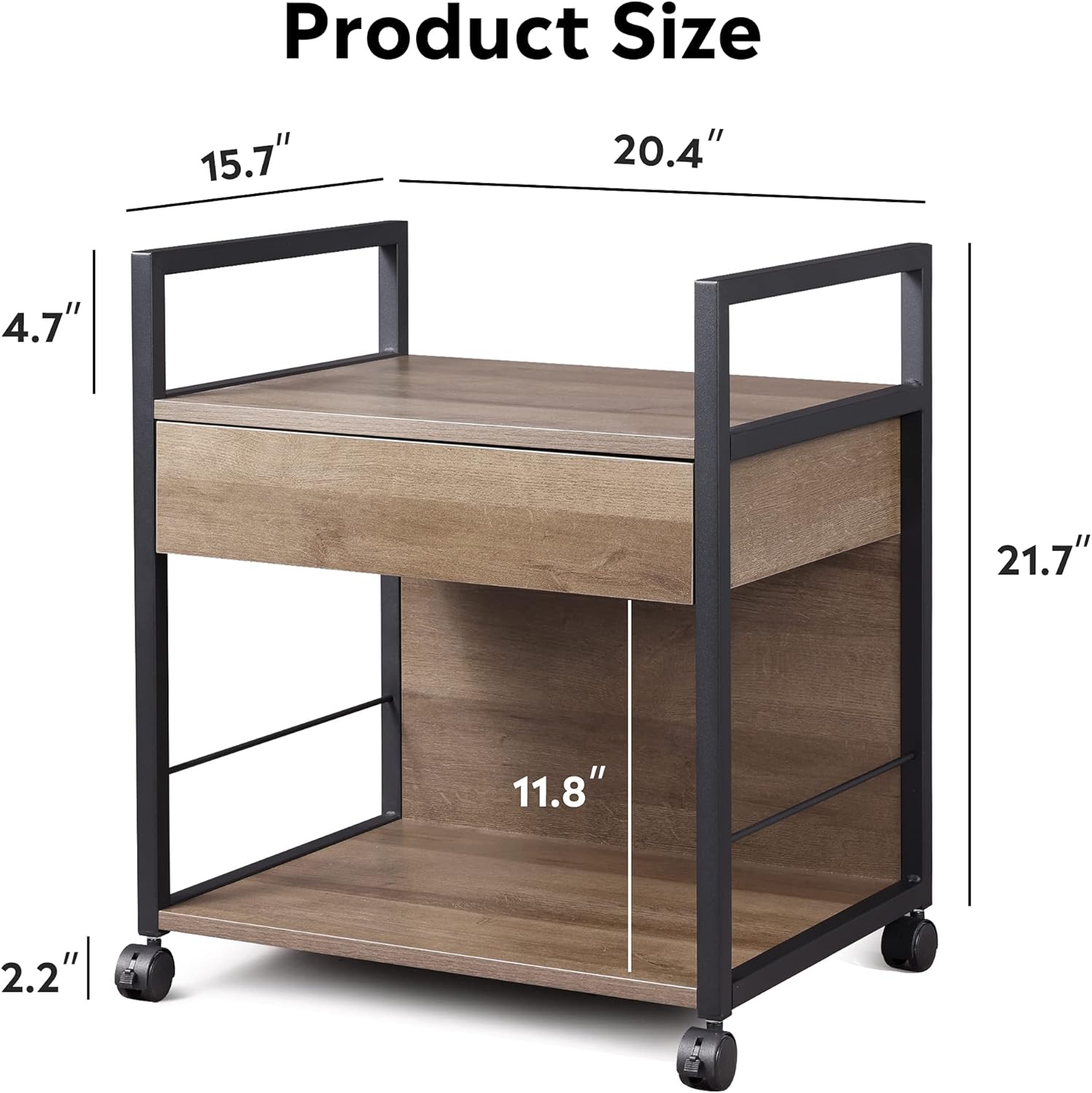 DEVAISE Mobile Printer Stand with Storage Drawer, Modern File Cabinet Printer Cart for Home Office, Gary Oak : Electronics