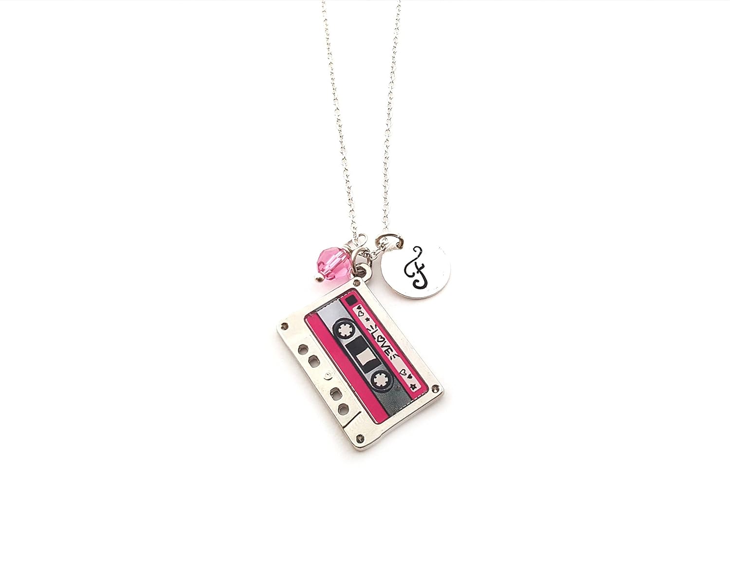Cassette Tape Charm Necklace Personalized Sterling Silver