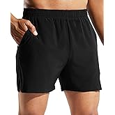MIER Men's 5 Inch Running Athletic Shorts with Pockets Quick Dry Lightweight Gym Workout Shorts, Elastic Waist