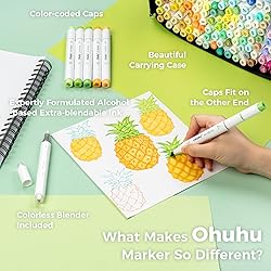 Ohuhu Alcohol Markers Brush Tip - 320-color Double