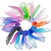 Novelty Place 12 Pcs Dance and Juggling Scarves - Gradient Colors Silk Square Scarf with Hemmed Edges - Easy Clean Ideal Performance Props Accessories(24" x 24")