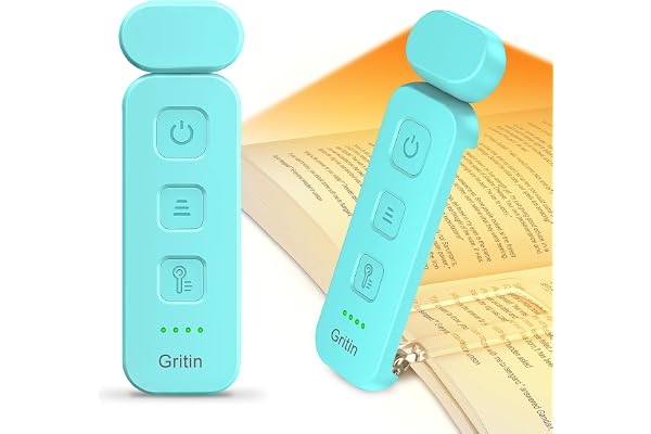 Gritin Reading Light, Rechargeable Book Light for Reading in Bed | Eye Caring 3 Color Temperatures, 5-Level Dimmable Brightne