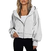 Trendy Queen Hoodies for Women Full Zip Up Cropped Sweatshirts Jackets Casual Comfy Gym Tops Fall Outfits Winter Clothes 2026